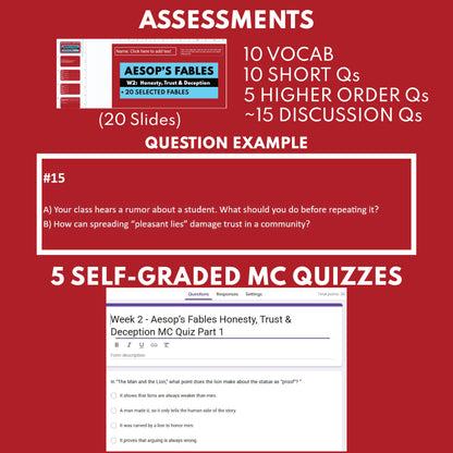 Aesop's Fables Differentiated Study Guide for Grades 3 to 5 | W2 Honesty, Trust & Deception