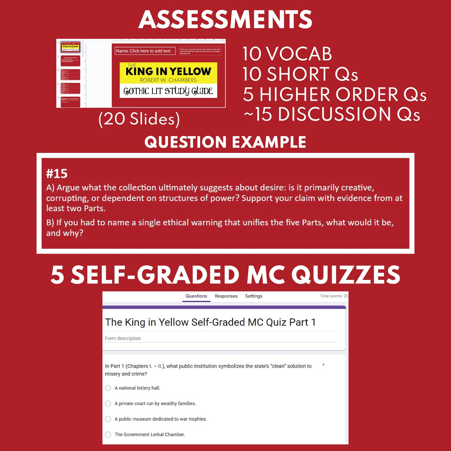 The King in Yellow by Robert W. Chambers | Differentiated Classical Goth Lit Study Guide for Grades 9–12