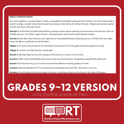 Arachne and Minerva Reader's Theater Script | Greek Mythology - ["Differentiated","Grades 6-8","Grades 9-12","Greek Mythology"]