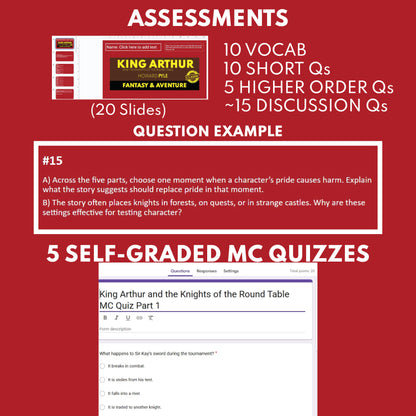King Arthur and the Knights of the Round Table by Howard Pyle Differentiated Study Guide Lit Set for Grades 3 to 5