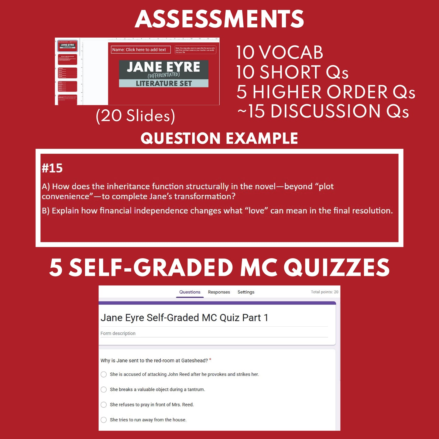 Jane Eyre Differentiated Novel Study | ELA Literature | Brontë Lit Set for High School