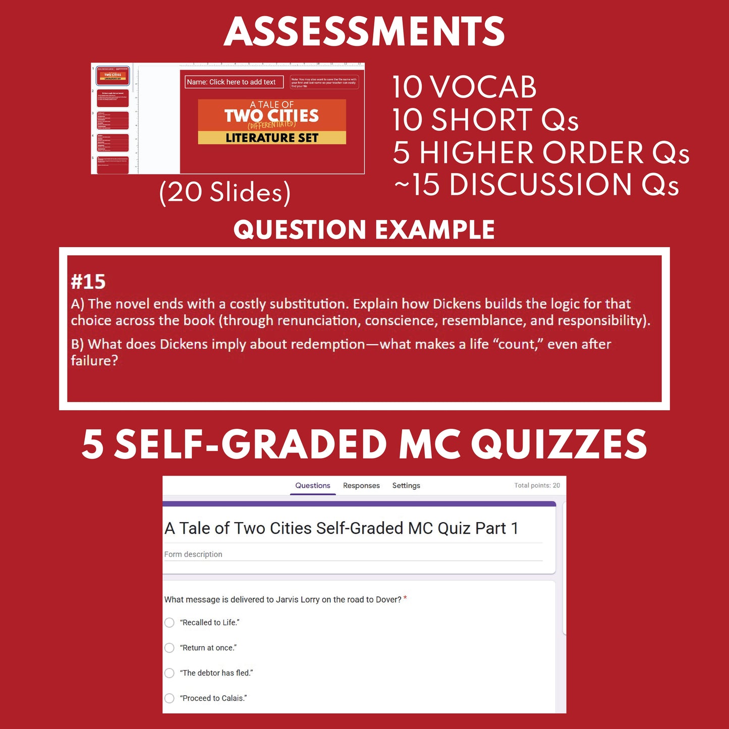 A Tale of Two Cities Differentiated Novel Study | ELA Literature | Dickens Lit Set for High School