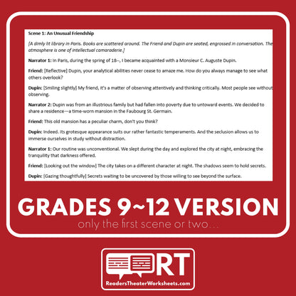 The Murders in the Rue Morgue (Edgar Allan Poe) Reader's Theater Script - ["Differentiated","Edgar Allan Poe","Grades 6-8","Grades 9-12"]