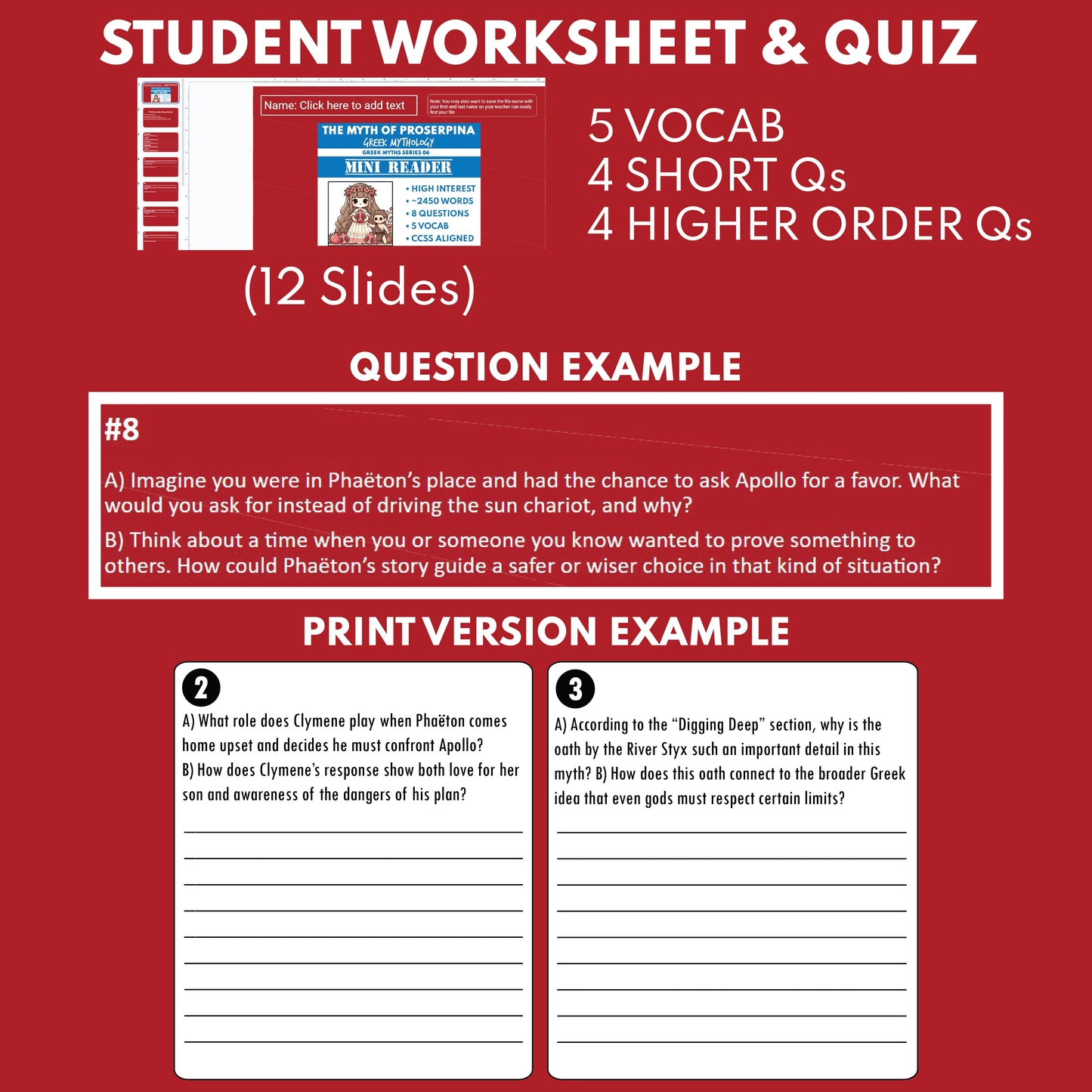 Phaeton and Apollo’s Chariot — Greek Mythology Mini Reader #07 | Grades 6–12