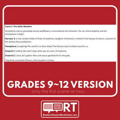 Persephone, Demeter, Hades Reader's Theater Script | Greek Mythology (Seasons) - ["Differentiated","Grades 6-8","Grades 9-12","Greek Mythology"]
