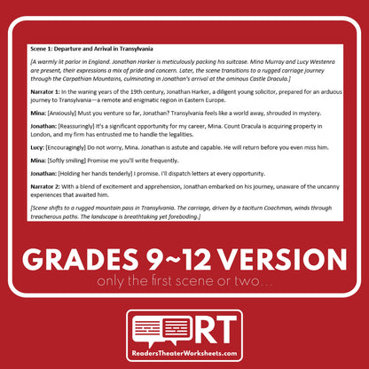 Dracula Reader's Theater Script - ["Differentiated","Grades 6-8","Grades 9-12","Halloween Script"]