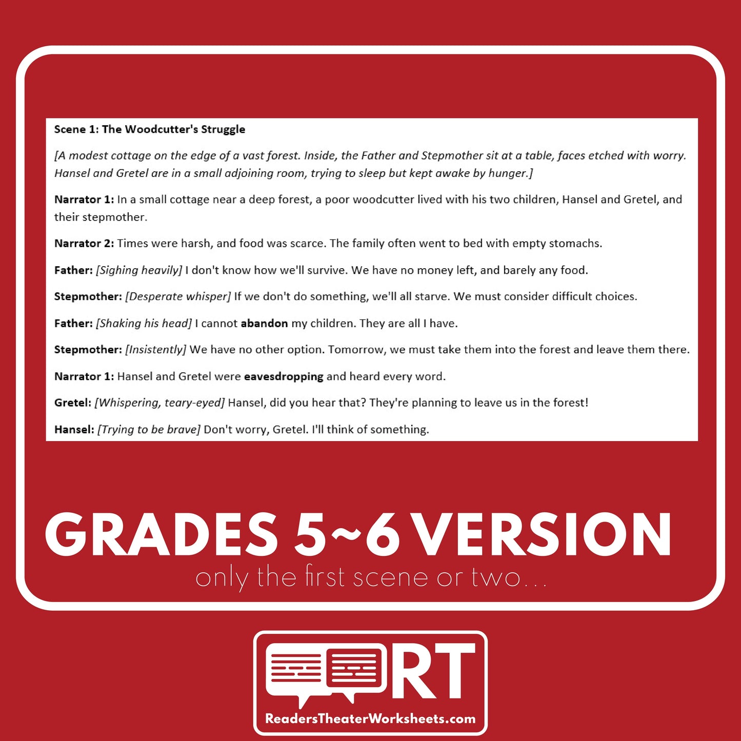 Hansel and Gretel Reader's Theater Script | Differentiated