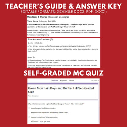 The Green Mountain Boys and Bunker Hill U.S. History Mini Reader Lesson for Grades 5-8