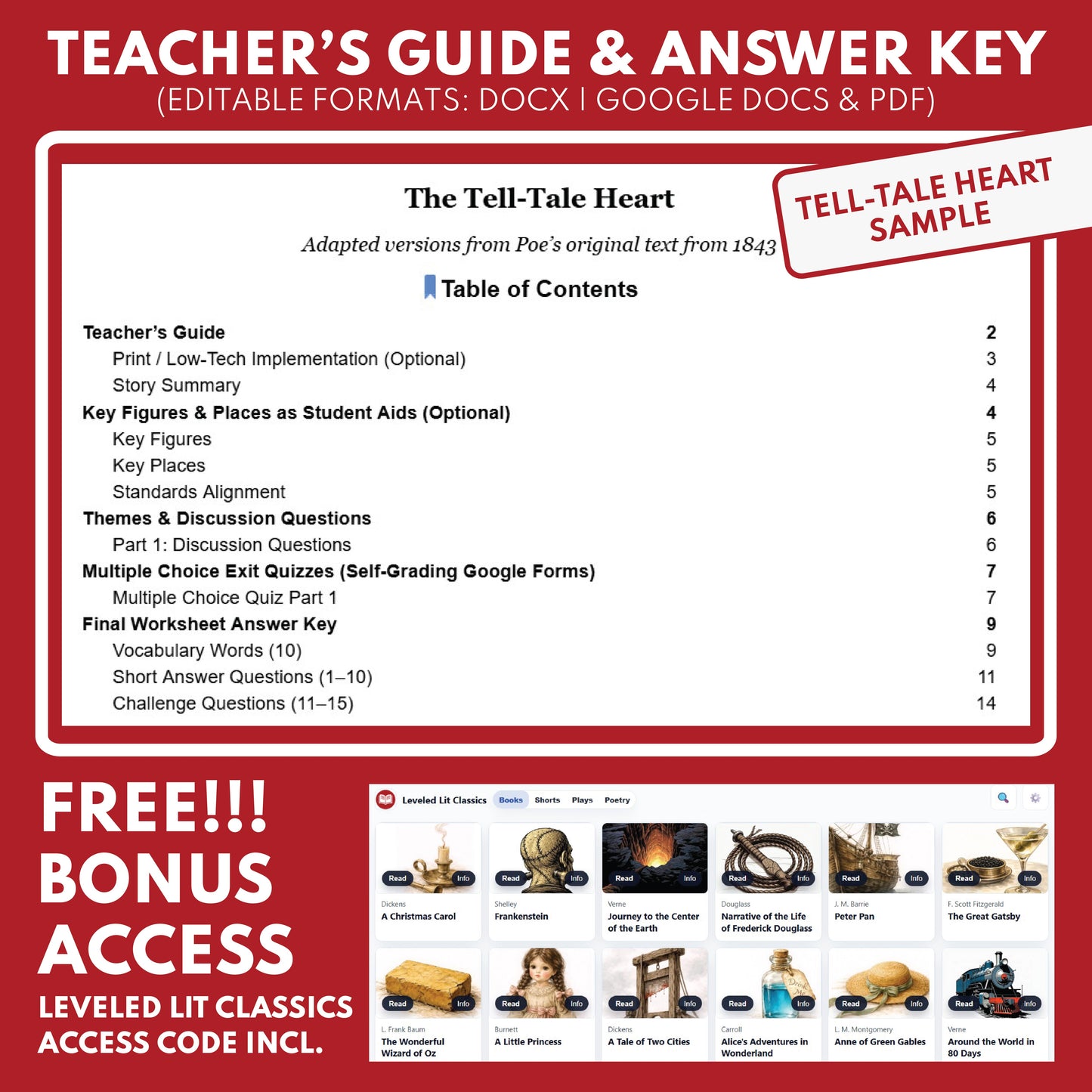Preview: teacher guide table of contents and answer key for differentiated study guide