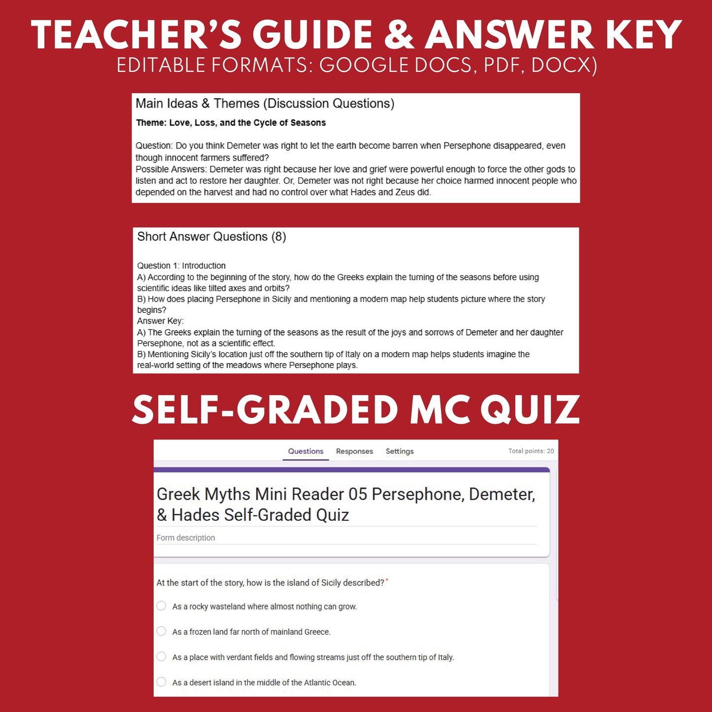 Persephone, Demeter, and Hades — Greek Mythology Mini Reader #05 | Grades 6–12