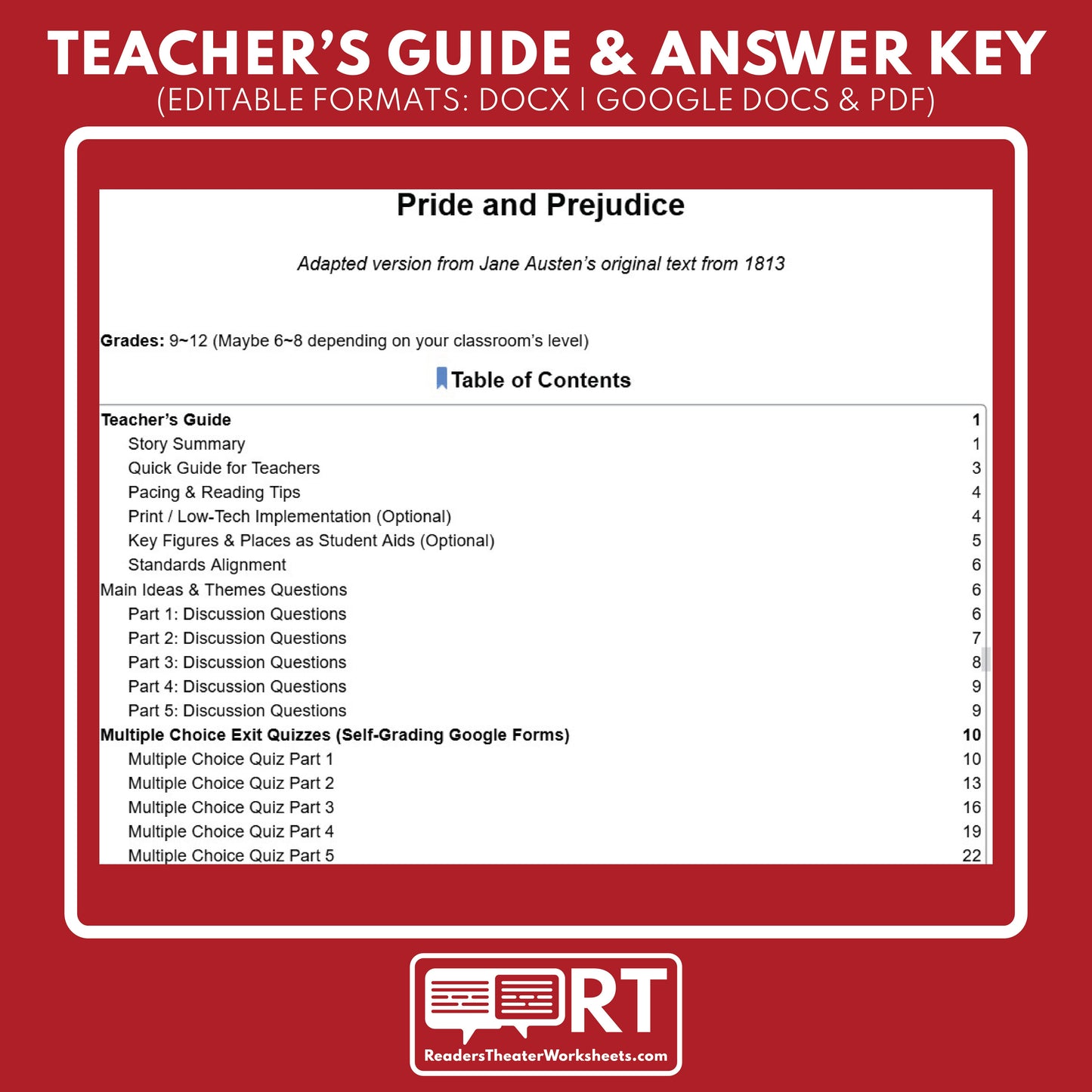 Pride and Prejudice Differentiated Novel Study | ELA Literature | Austen Lit Set for High School