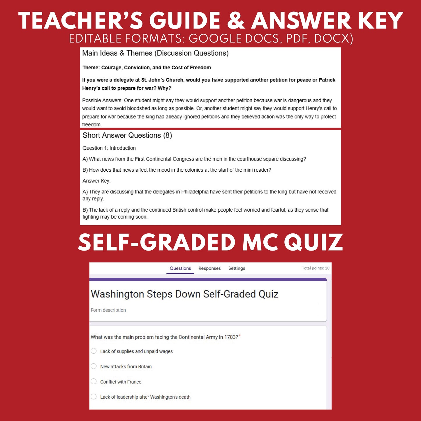 Washington Steps Down U.S. History Mini Reader Lesson for Grade 5-8