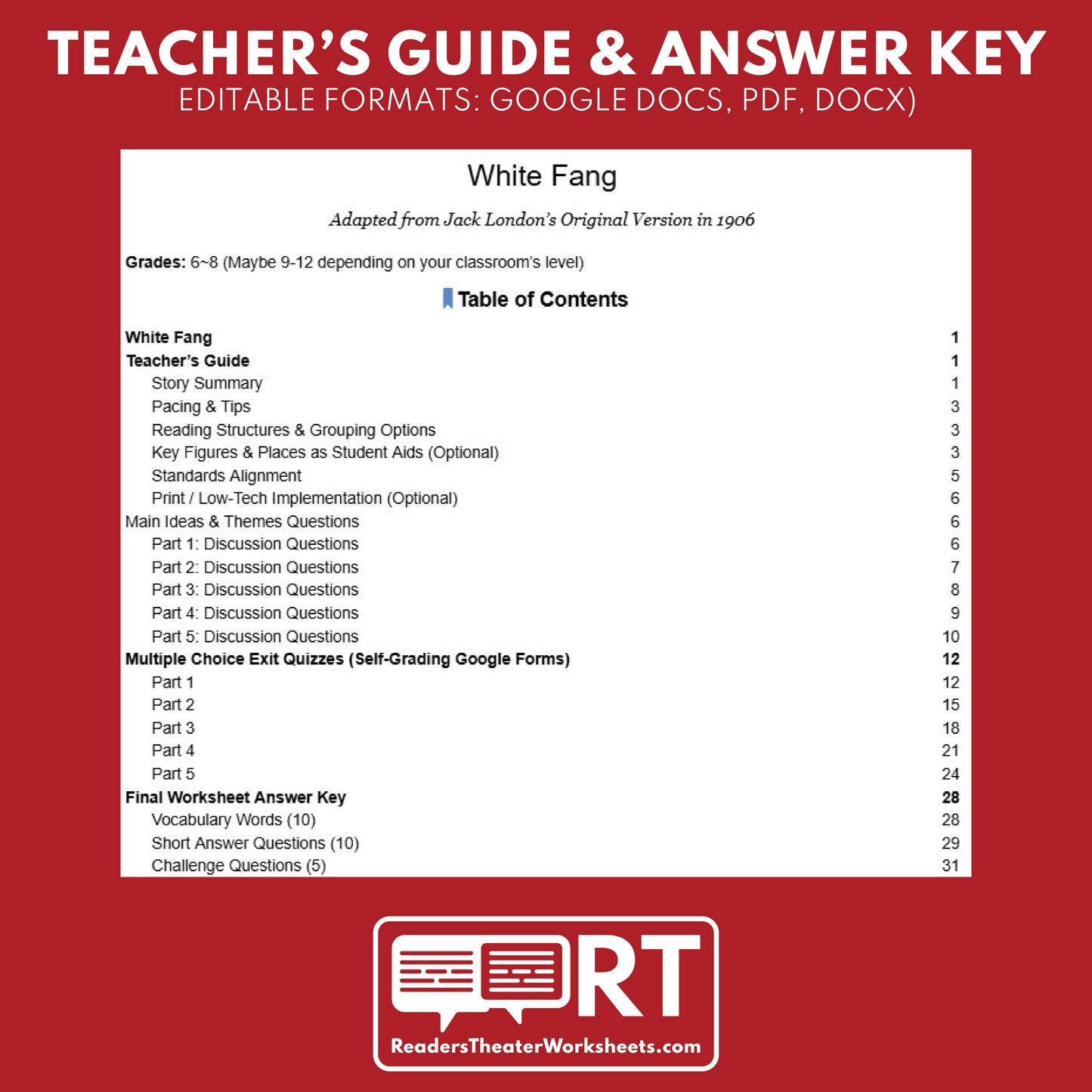 White Fang | Full Week Lesson | Adapted Version | London | No Prep