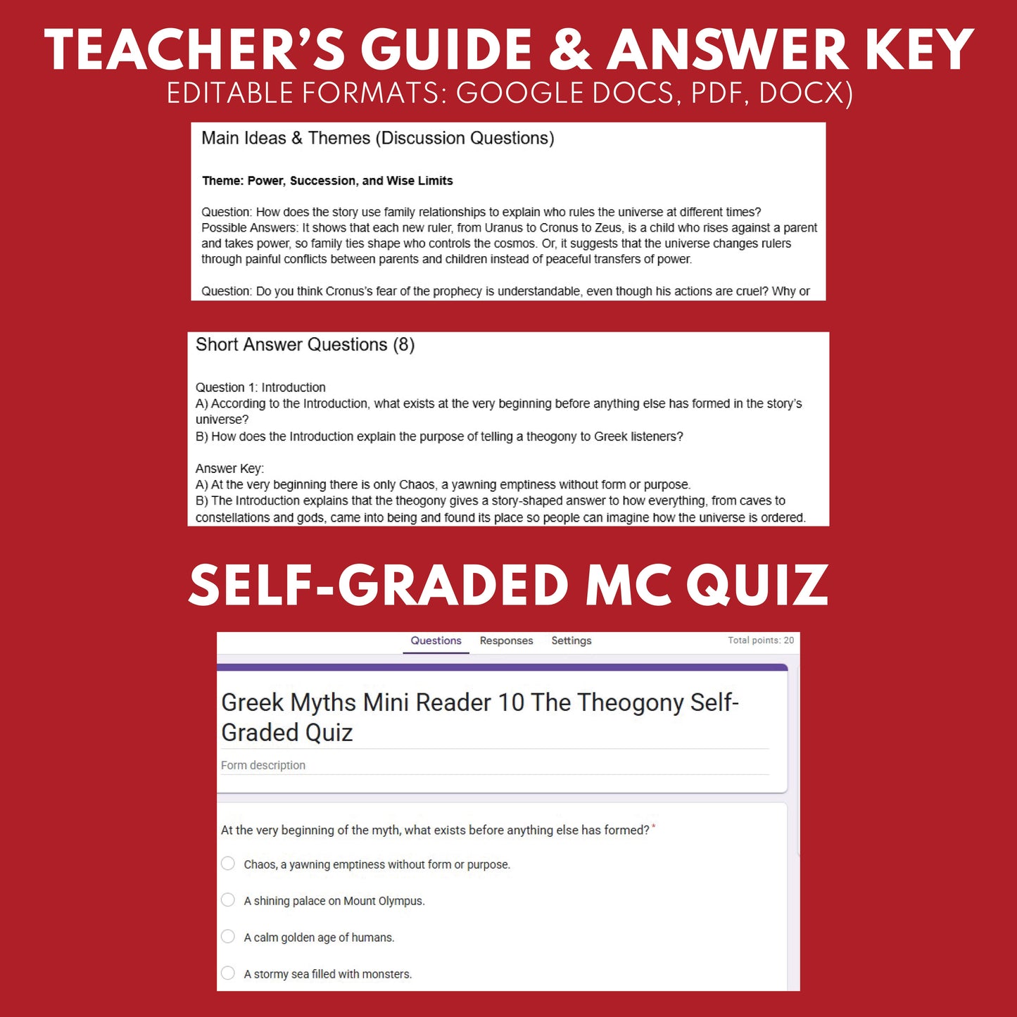 The Theogony — Greek Mythology Mini Reader #10 | Grades 6–12