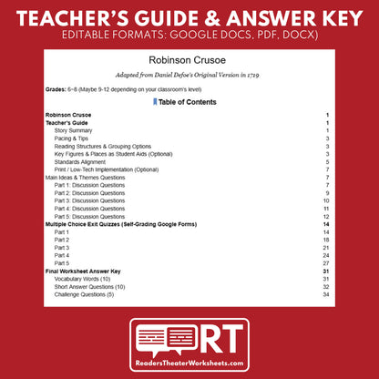Robinson Crusoe | Full Week Lesson | Adapted Version | Defoe | No Prep