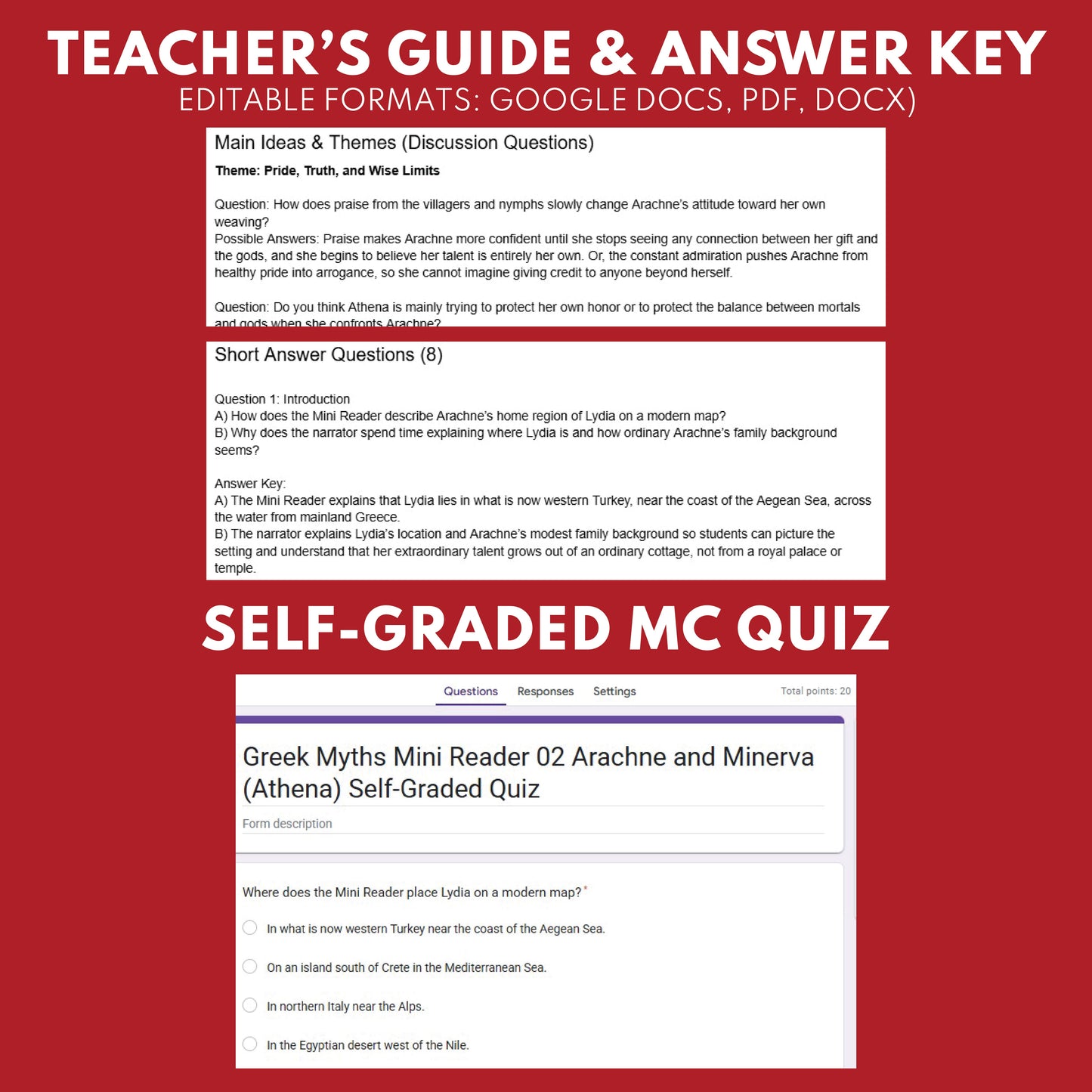 Arachne and Athena — Greek Mythology Mini Reader #02 | Grades 6–12