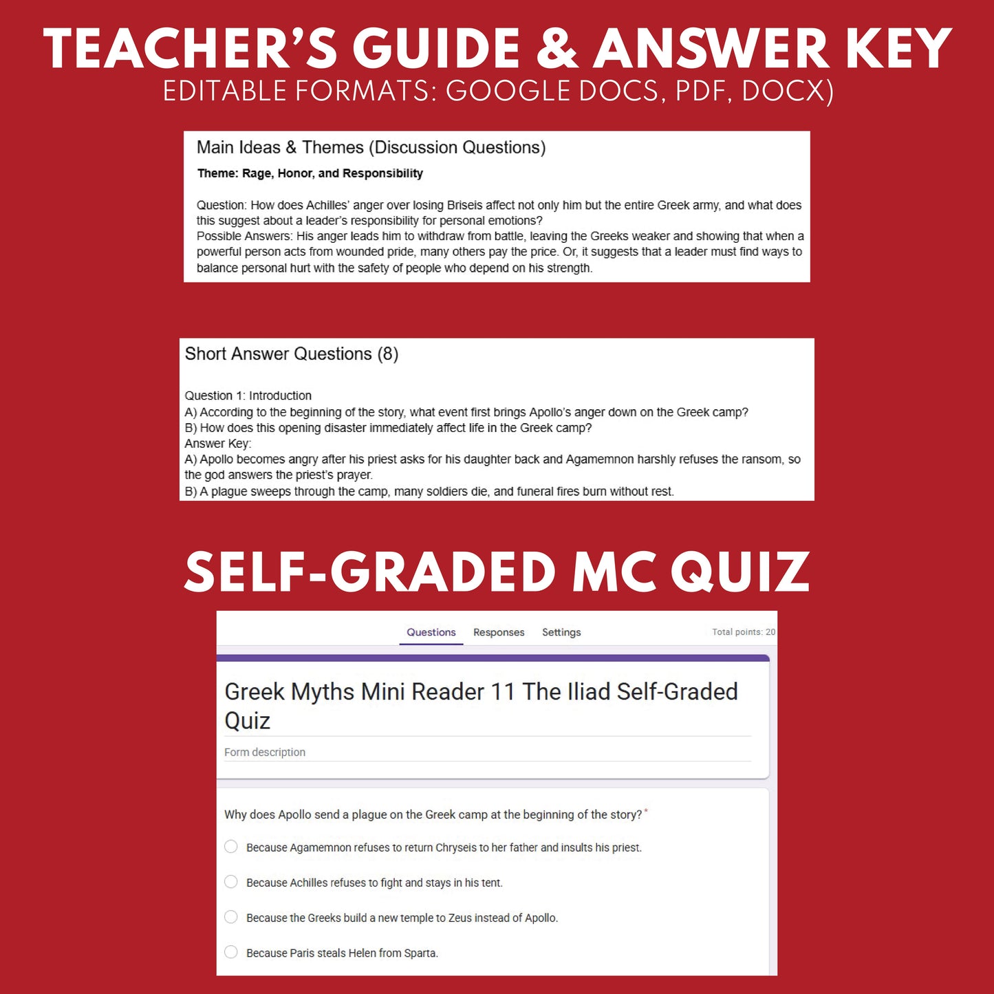 The Iliad — Greek Mythology Mini Reader #11 | Grades 6–12