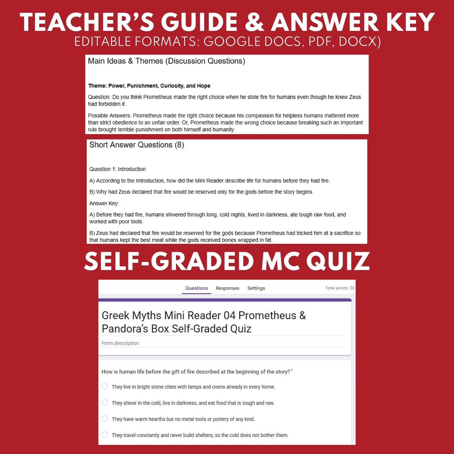 Prometheus and Pandora's Box — Greek Mythology Mini Reader #04 | Grades 6–12