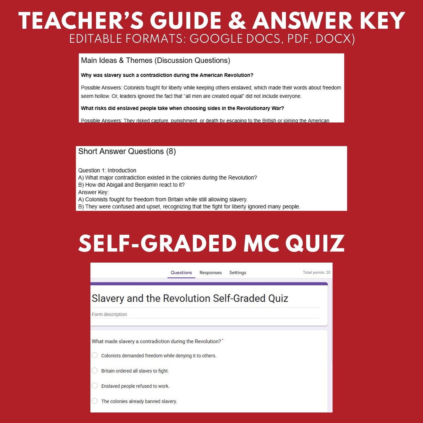 Slavery and the Revolutionary War U.S. History Mini Reader Lesson for Grade 5-8