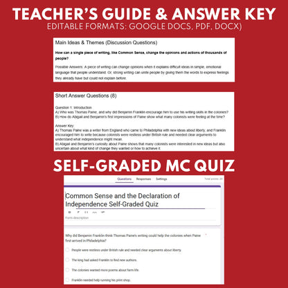 Common Sense and the Declaration of Independence U.S. History Mini Reader Lesson for Grade 5-8