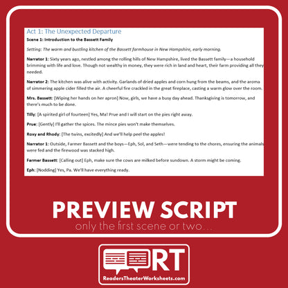 An Old-Fashioned Thanksgiving | Reader's Theater Script - ["Grades 6-8","Grades 9-12","Thanksgiving"]