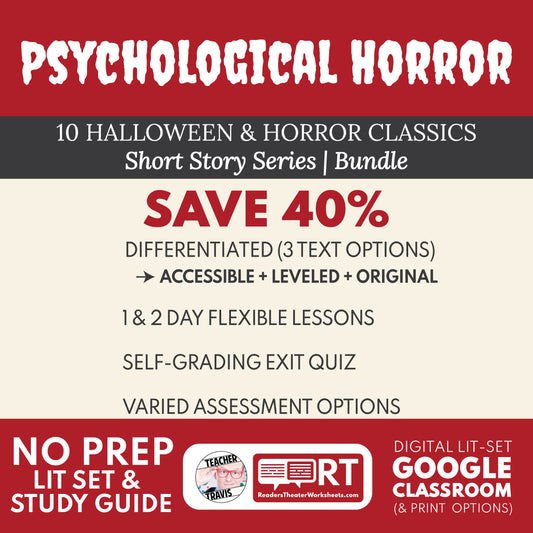 Psychological Horror Short Story Study Guides (10 Differentiated Lessons) cover image