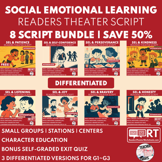 SEL Differentiated Readers Theater Script Bundle - Character Education SAVE 50%