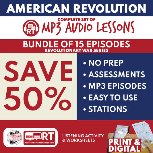 Revolutionary War Audio Bundle of 15 Lessons | U.S. History American Revolution