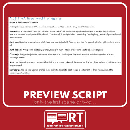 How We Kept Thanksgiving at Oldtown | Reader's Theater Script - ["Grades 6-8","Grades 9-12","Thanksgiving"]