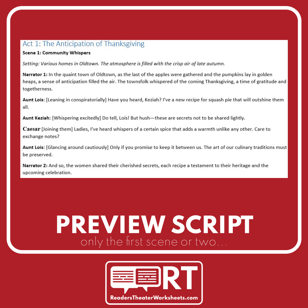 How We Kept Thanksgiving at Oldtown | Reader's Theater Script – Reader ...