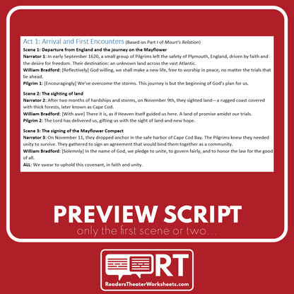 The First Thanksgiving (Mourt's Relation by Edward Winslow) | Reader's Theater Script - ["Grades 6-8","Grades 9-12","Thanksgiving"]