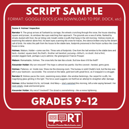 Sherlock Holmes - The Adventure of the Beryl Coronet Readers Theater Script for Grades 9 to 12
