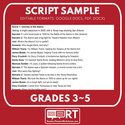 Battle of the Alamo Readers Theater Script | Grades 3-5 - ["Grades 3-5","Readers Theater","Texas State History"]