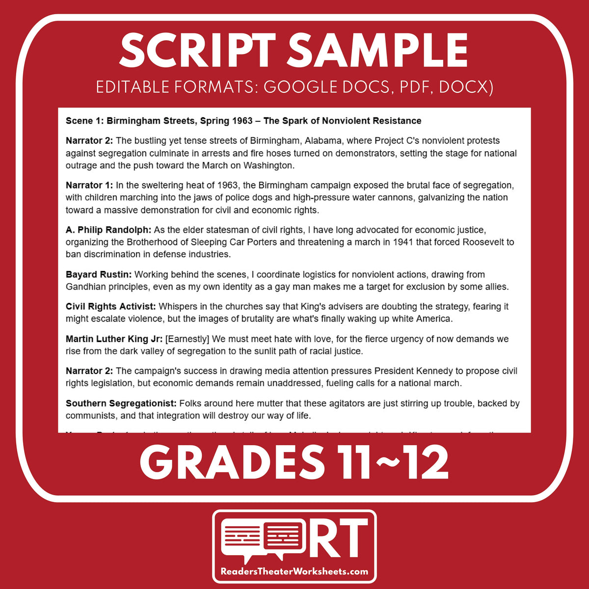 Script March Print March on Washington & Malcolm X (1963–1960s) Readers Theater – Reader's ...