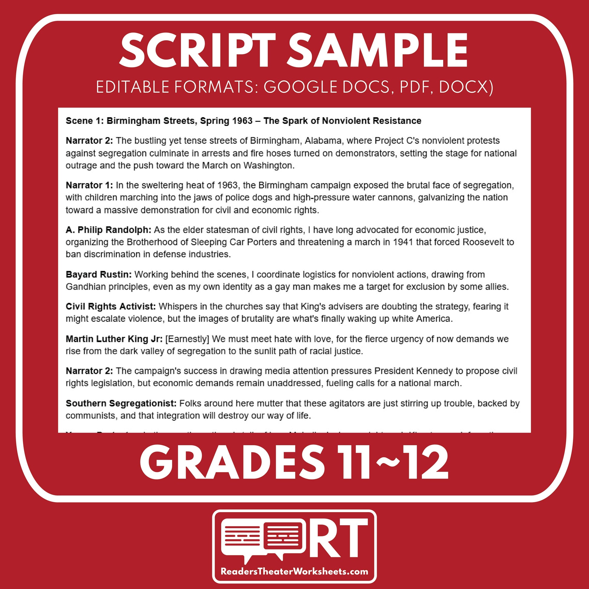 March on Washington & Malcolm X (1963–1960s) Readers Theater Script (Grades 11-12) - ["Grades 9-12","U.S. History - Cold War & Civil Rights"]