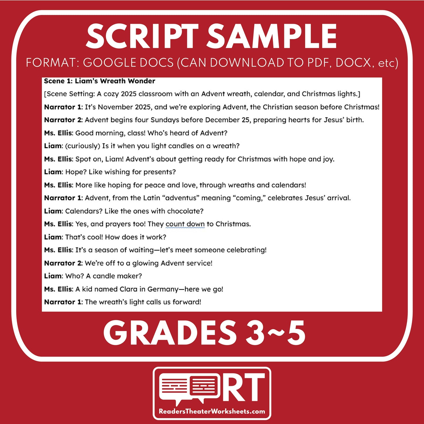 Advent (Christian) | Holiday Readers Theater Script for Grades 3 to 5 - ["Grades 3-5","Small Groups","Winter Holidays"]