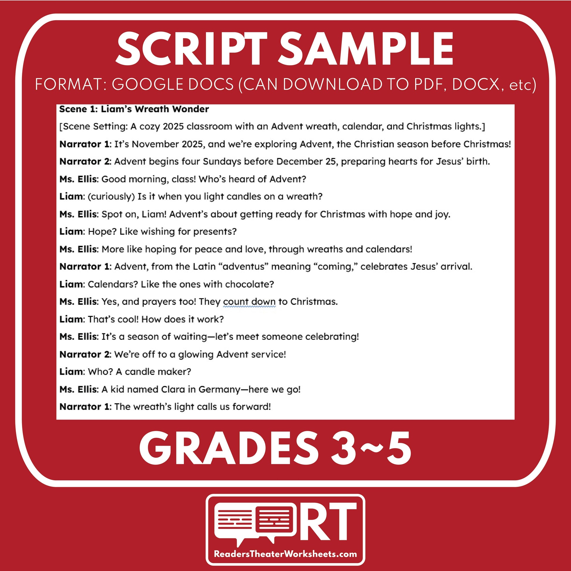 Advent (Christian) | Holiday Readers Theater Script for Grades 3 to 5 - ["Grades 3-5","Small Groups","Winter Holidays"]