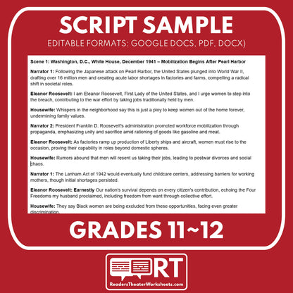 Rosie the Riveter & Social Changes Readers Theater Script (Grades 11-12) - ["Grades 9-12","U.S. History - WWII"]