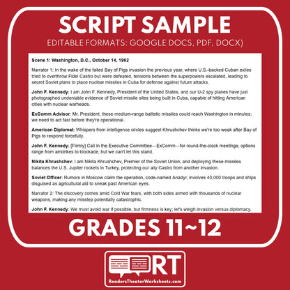 The Cuban Missile Crisis (1962) Readers Theater Script (Grades 11-12) - ["Grades 9-12","U.S. History - Cold War & Civil Rights"]