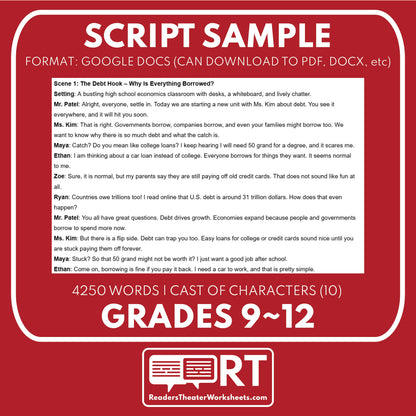 Government & Personal Debt Reader's Theater Script | ECON 101.5 Series - ["Econ 101.5","Economics","Grades 9-12"]