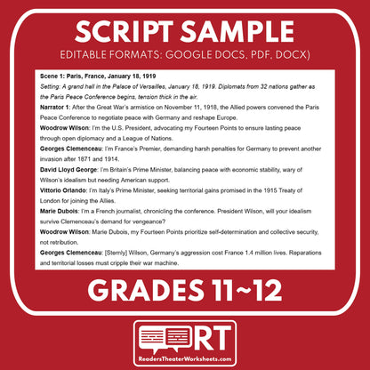 Versailles Treaty & League Debate – Readers Theater Script (Grades 11-12) - ["Grades 9-12","U.S. History - WWI"]