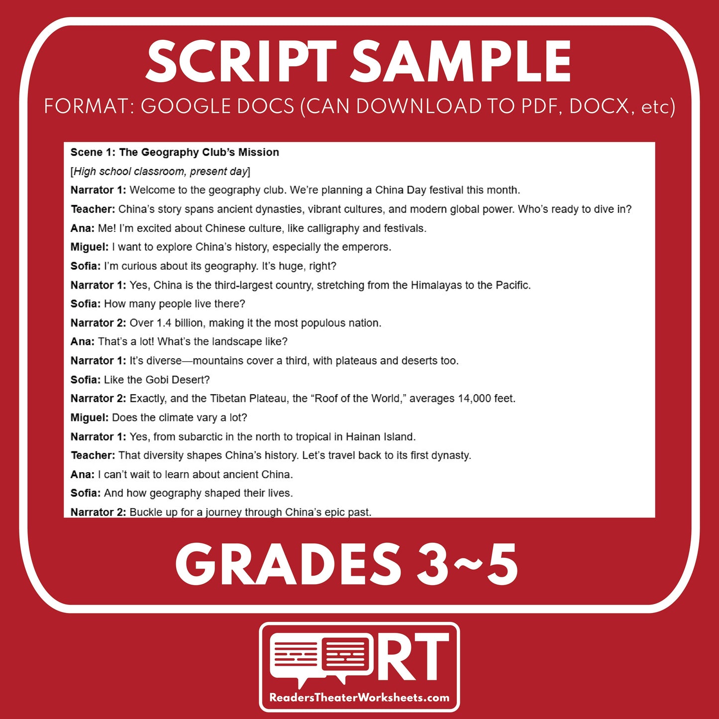 China Readers Theater Script | Geography & Social Studies Class - ["Geography","Grades 6-8","Grades 9-12","Self-Graded Quiz"]