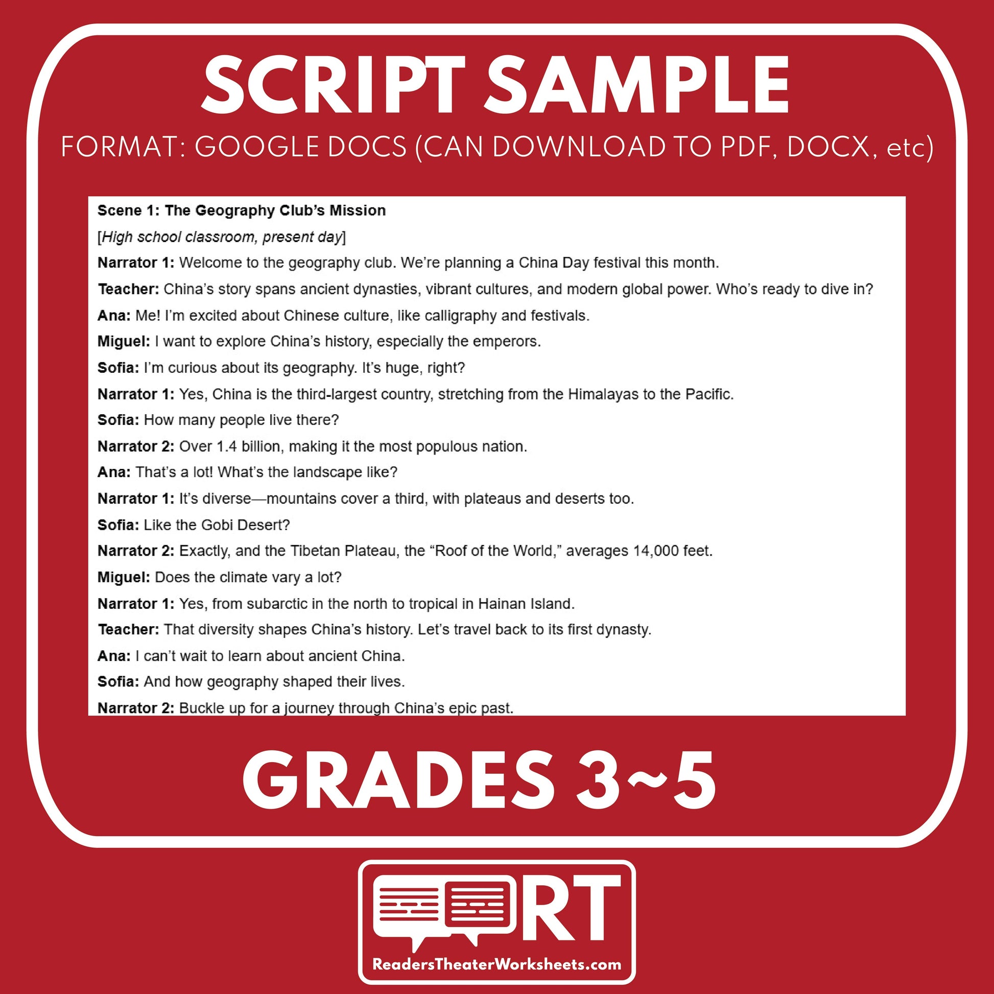 China Readers Theater Script | Geography & Social Studies Class - ["Geography","Grades 6-8","Grades 9-12","Self-Graded Quiz"]