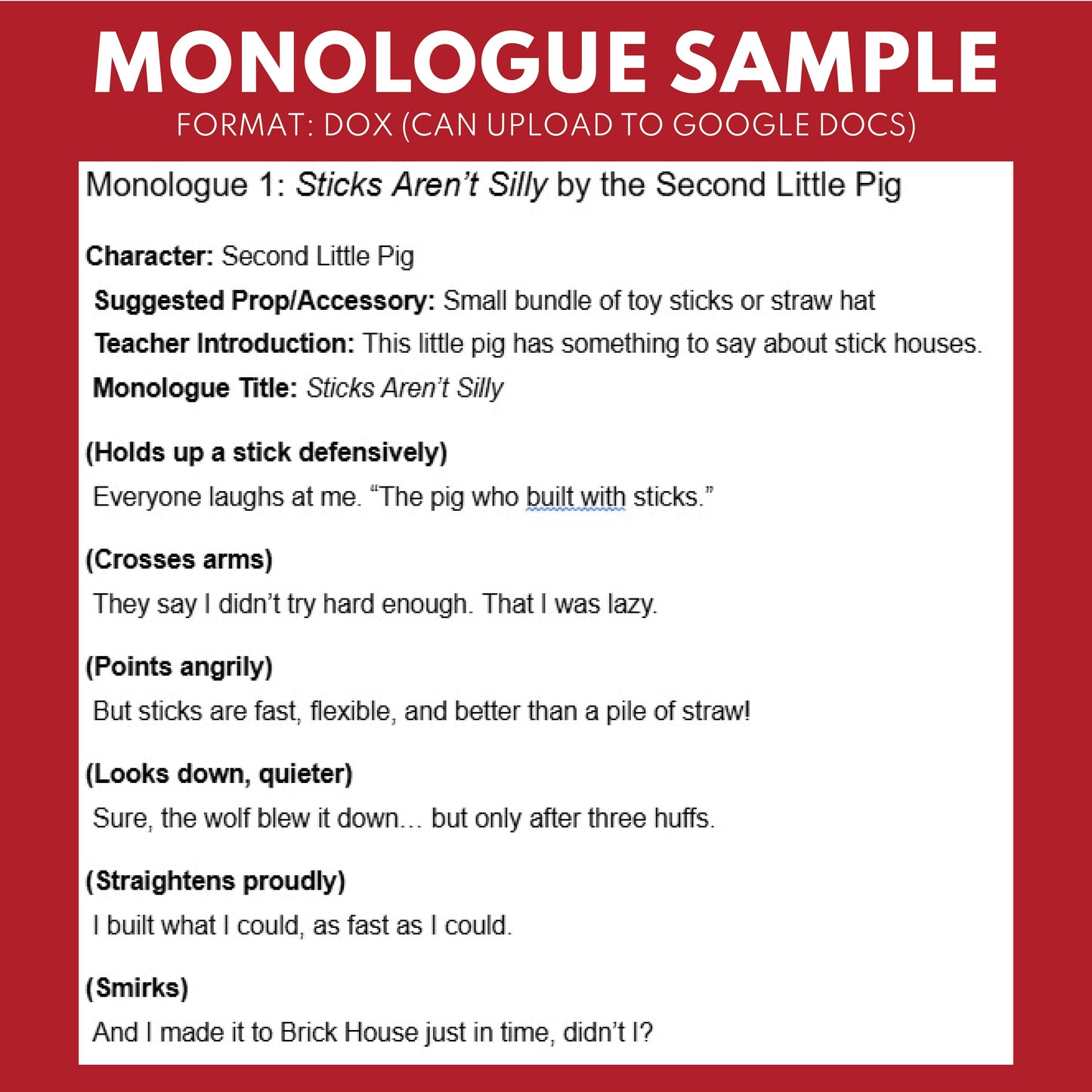 10 Short Fairy Tale Side Stories Monologue Scripts for Grades 3 to 5 - ["Grades 3-5","Monologue"]