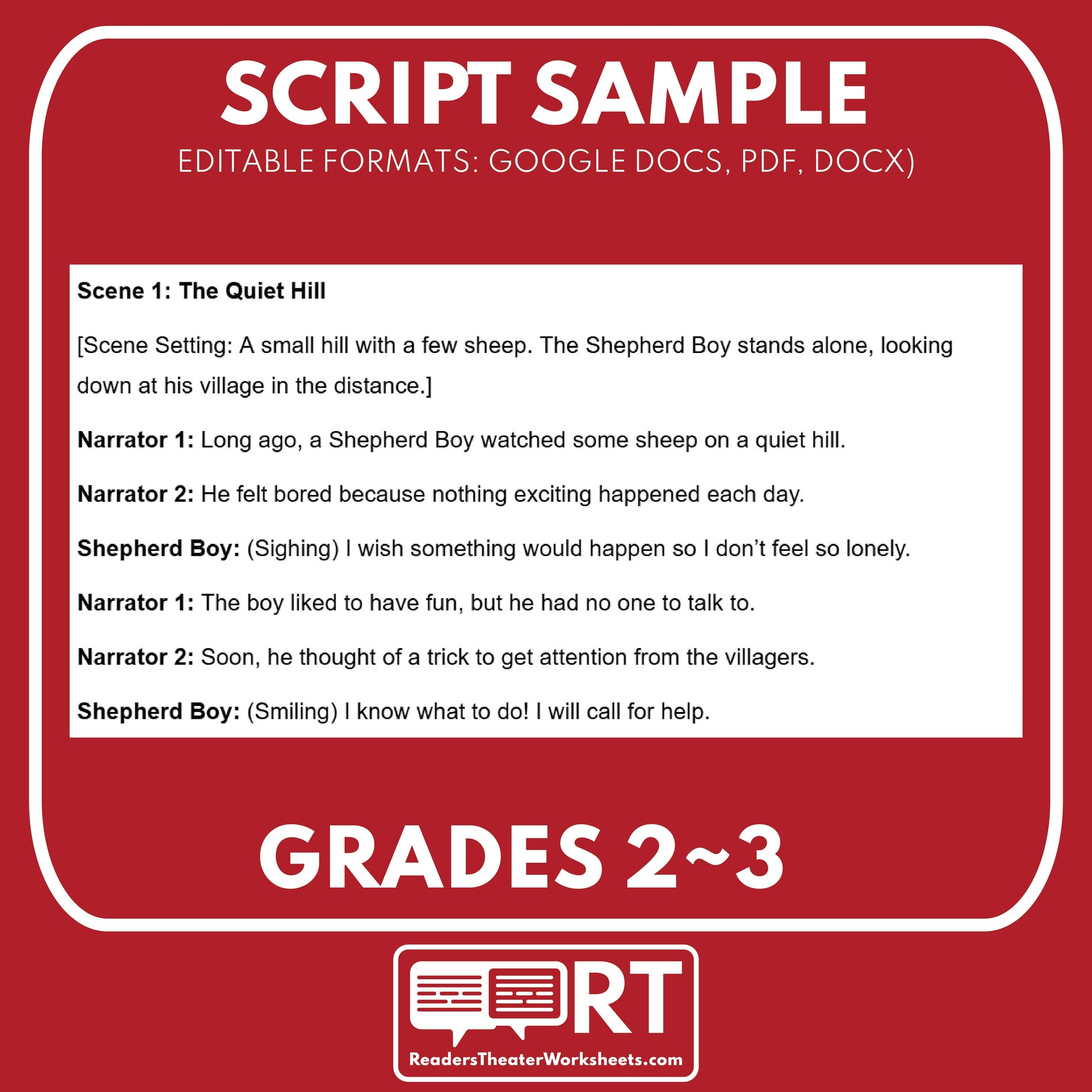 The Boy Who Cried Wolf | Reader's Theater Script | Aesop's Fable - ["100% FREE","Aesop's Fable","Grades 3-5"]