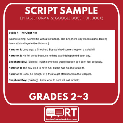 The Boy Who Cried Wolf | Reader's Theater Script | Aesop's Fable - ["100% FREE","Aesop's Fable","Grades 3-5"]