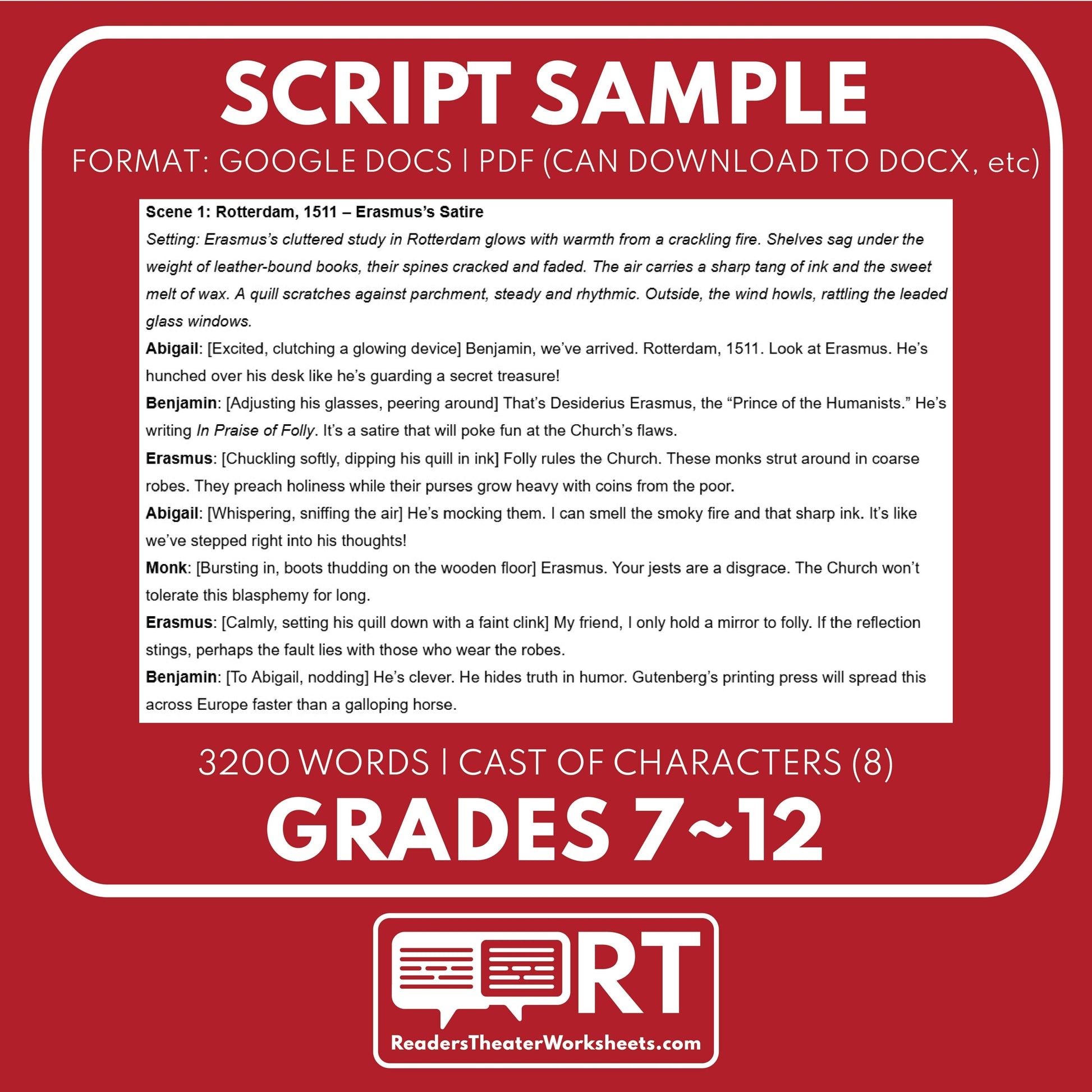 Erasmus and Machiavelli Readers Theater Script | Historical Renaissance Series - ["Grades 6-8","Grades 9-12","Historical Figures","Primary Source Incl."]