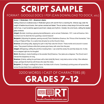 Erasmus and Machiavelli Readers Theater Script | Historical Renaissance Series - ["Grades 6-8","Grades 9-12","Historical Figures","Primary Source Incl."]