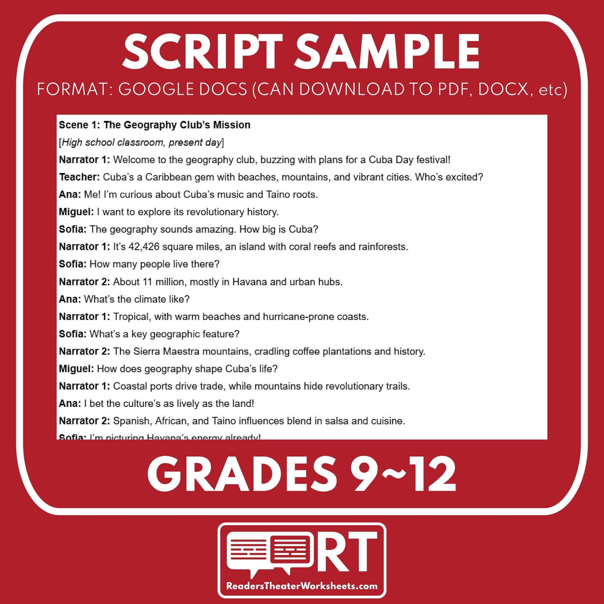 Cuba Readers Theater Script | Geography & Social Studies Class - ["Geography","Grades 6-8","Grades 9-12","Self-Graded Quiz"]