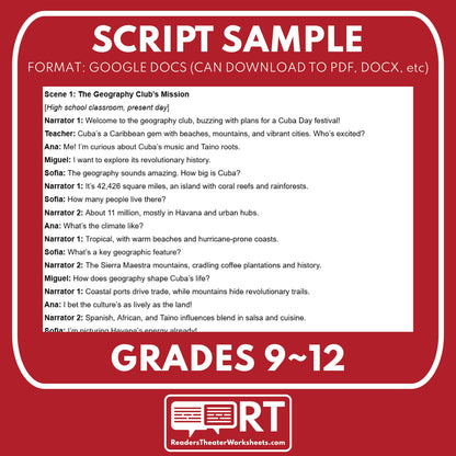 Cuba Readers Theater Script | Geography & Social Studies Class - ["Geography","Grades 6-8","Grades 9-12","Self-Graded Quiz"]